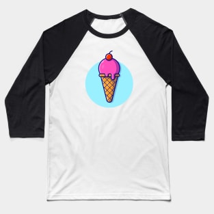 Ice Cream Cone Cartoon Vector Icon Illustration (9) Baseball T-Shirt